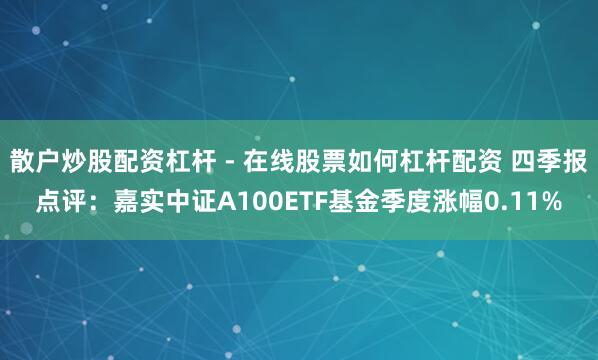 散户炒股配资杠杆 - 在线股票如何杠杆配资 四季报点评：嘉实中证A100ETF基金季度涨幅0.11%